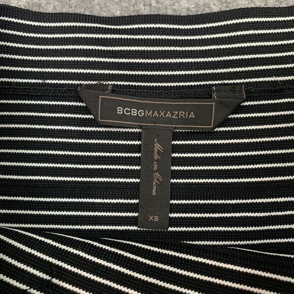BCBGMaxazria Skirt Womens XS Extra Small Black White Striped Bandage Knit Mini - Picture 4 of 10